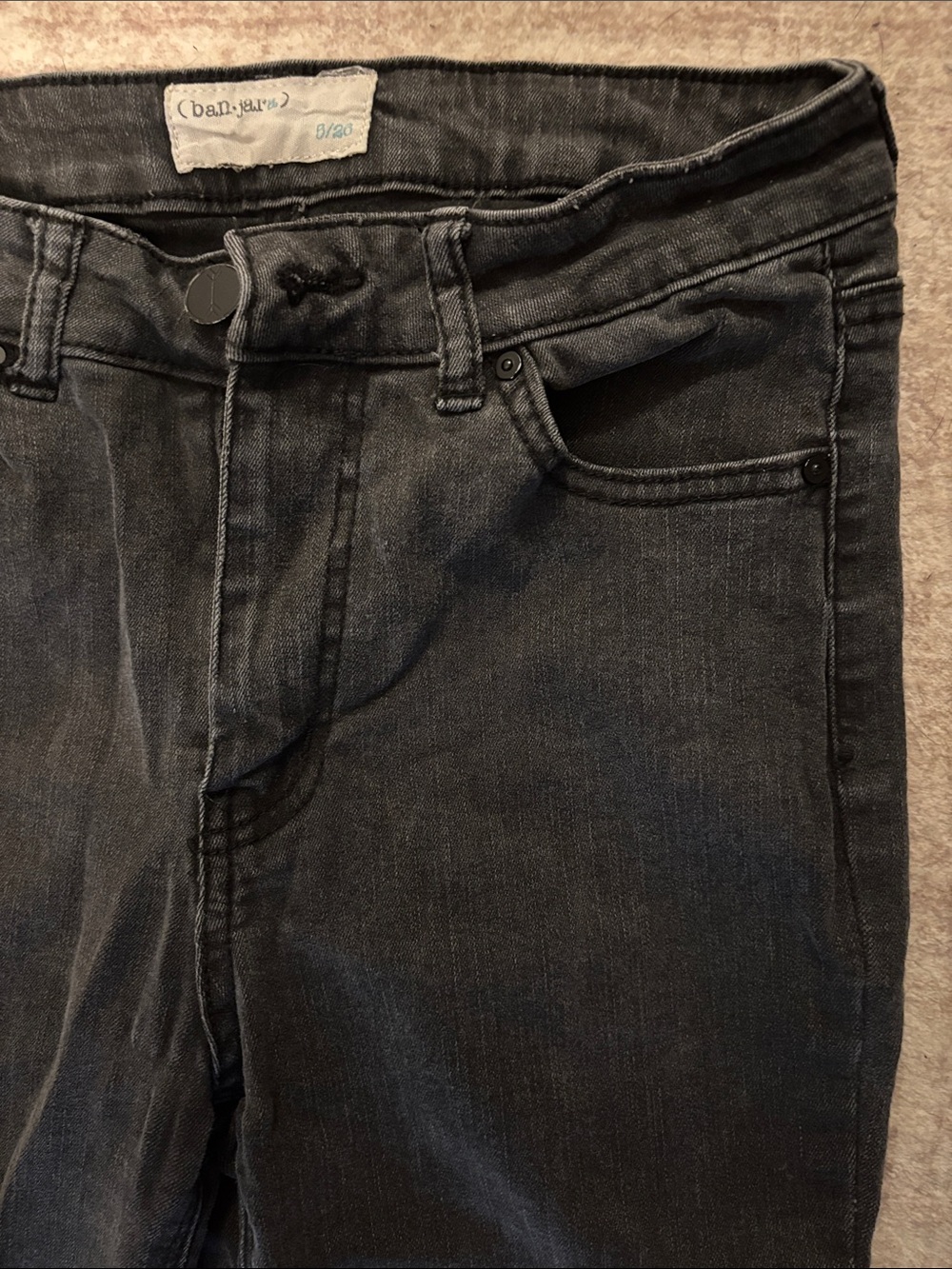 High-Rise Black Flare Jeans with Raw Hem - Picture 3 of 3